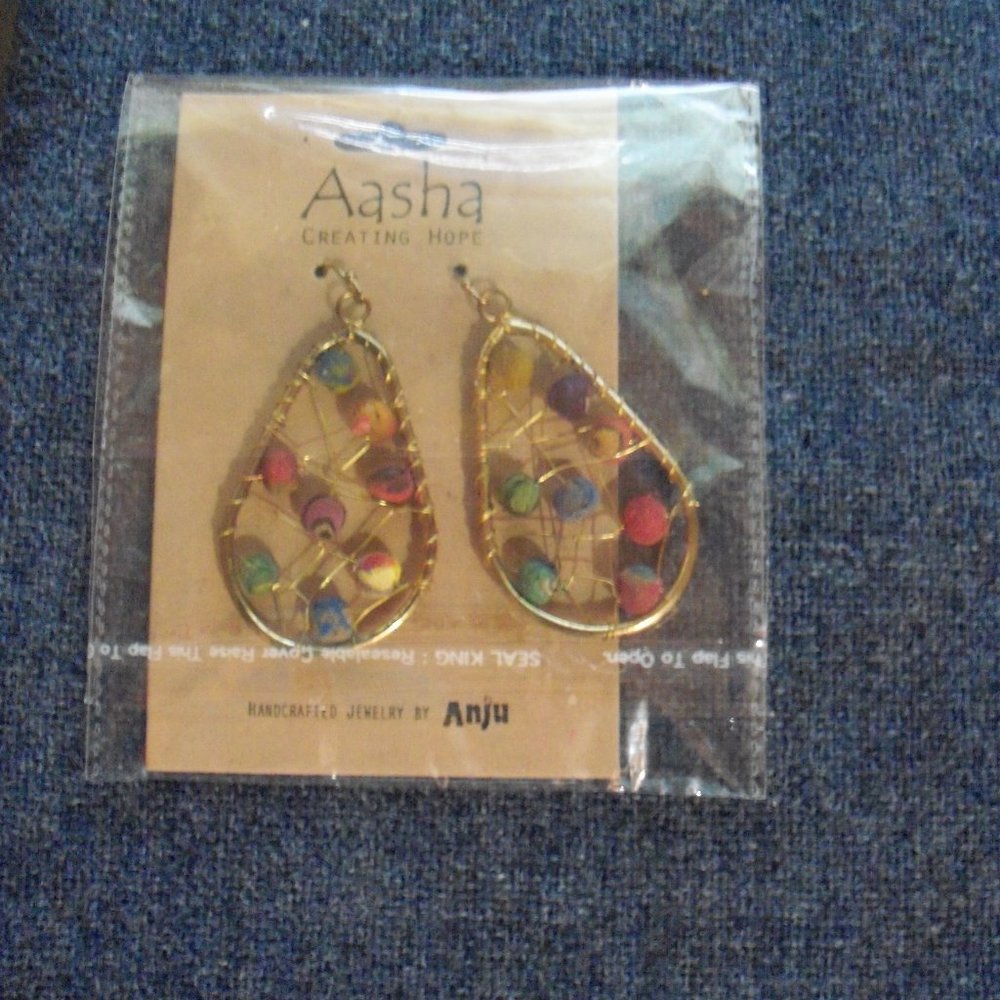 AASHA HANDCRAFTED EARRINGS by ANJU W/ WOODEN BEADS